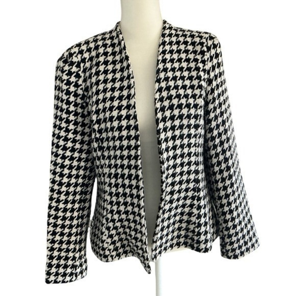Andree by Unit Large Houndstooth Blazer hook/eye closure shoulder pads classic